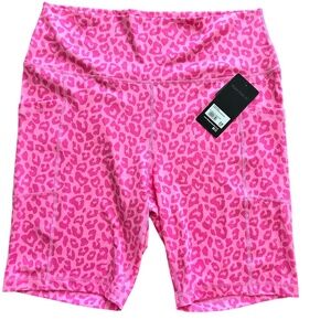 90 Degree by Reflex Pink Leopard Exercise Shorts with Pockets